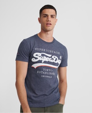 Superdry Super Vintage Férfi Pólók Sötétkék | HAPFS0859